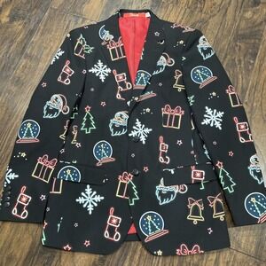 Shinesty Men's Christmas Blazer Party Jacket Sz 40 Black /Festive Holiday NWOT